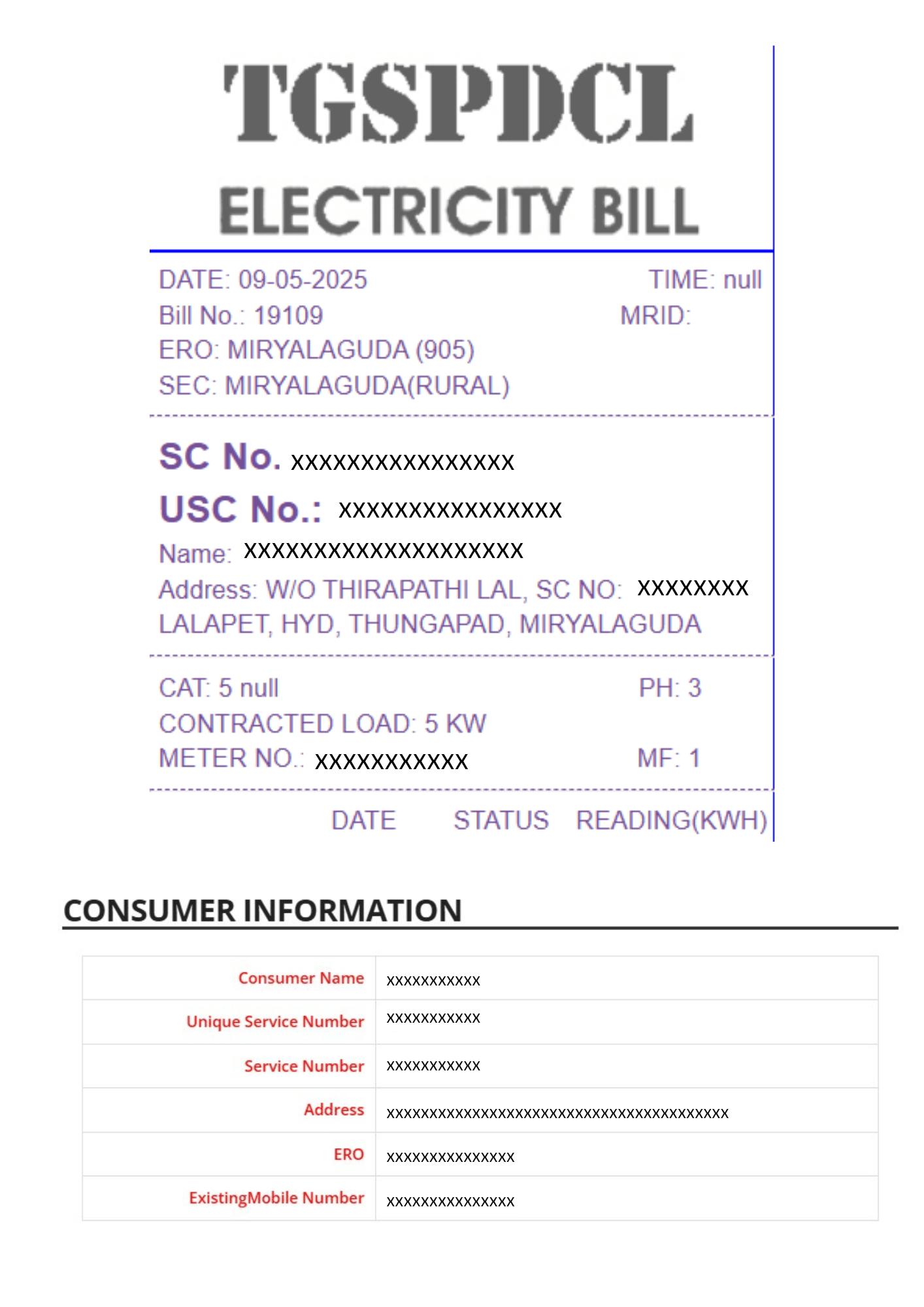 Electricity Bill Name Update
